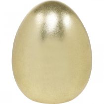 Huevo de cerámica dorado, decoración noble de Pascua, objeto decorativo huevo metálico H16.5cm Ø13.5cm