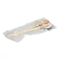 Artículo Tapón floral decoración de Pascua huevo de madera con conejito colorido 5×7cm 12 piezas