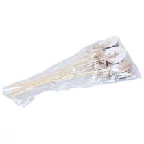 Artículo Tapón floral decoración de Pascua huevo de madera con conejito natural 5×7cm 12 piezas