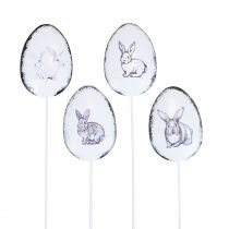 Artículo Tapón de flores huevos decorativos de metal con conejitos de Pascua 5×7cm 8ud