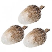 Decoración bellota nevada cerámica decoración otoño 14×7,5×7,5cm 3uds