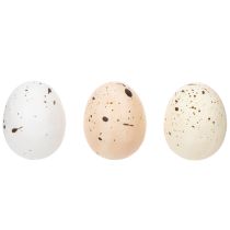 Artículo Huevos de Pascua decorativos con superficie moteada para arreglos primaverales, 3 cm, 24 piezas