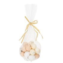 Artículo Huevos de Pascua decorativos con superficie moteada para arreglos primaverales, 3 cm, 24 piezas