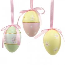 Artículo Huevos de Pascua para colgar huevos decorativos coloridos Ø4cm H6cm 6 piezas