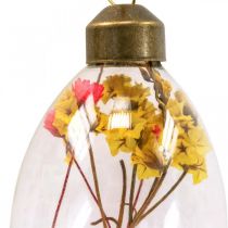 Huevos colgantes, flores secas, huevos de Pascua, adornos de cristal para primavera H6,5 cm, juego de 6