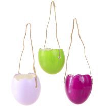 Artículo Huevos de Pascua decorativos en forma de cáscara de huevo para colgar de colores Ø3,5cm 12 piezas