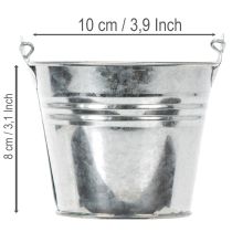 Artículo Cubo de Ø10 cm de diámetro y 8 cm de alto, 10 unidades. Zinc brillante.