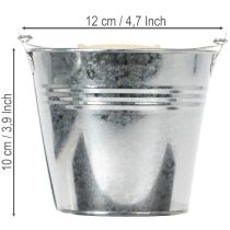 Artículo Cubo de Ø12cm H10cm, 8 unidades. Zinc, brillante.