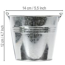 Artículo Cubo de Ø14cm H12cm, 6 unidades. Zinc, brillante.