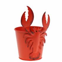 Artículo Cubo decorativo langosta metal rojo Ø8cm H13cm 3 piezas