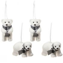 Artículo Juego de 4 figuras colgantes de oso polar para decoración invernal, 11 x 7 cm