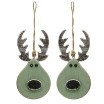 Artículo Cabeza de alce menta para colgar 14,5cm x 7,2cm 4uds