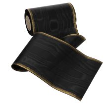 Artículo Elegante cinta de muaré para corona, 175 mm, negra con borde perlado y tejido de tafetán, cinta decorativa para floristería funeraria, cinta de lazo, 25 m