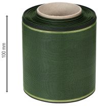 Artículo Elegante cinta de moiré verde con borde dorado, 100 mm x 25 m, para arreglos florales y decoración funeraria.