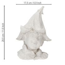 Artículo Figura decorativa de cabeza de gnomo para un toque elegante en el jardín y el salón, gris, 30 cm.