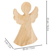 Artículo Ángel decorativo de madera, hecho de madera natural clara, decoración navideña, 30 cm.