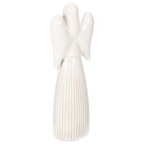 Artículo Figura de ángel con decoración de corazón en color blanco crema, 23 cm.