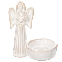 Artículo Adorno de ángel para cuenco con figura pequeña y portavelas redondo de 10 cm (3 unidades)