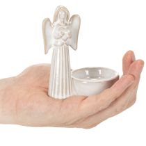 Artículo Adorno de ángel para cuenco con figura pequeña y portavelas redondo de 10 cm (3 unidades)