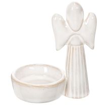 Artículo Adorno de ángel para cuenco con figura pequeña y portavelas redondo de 10 cm (3 unidades)