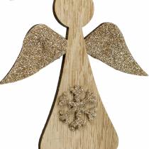 Artículo Percha decorativa ángel de madera brillo 10cm 12pcs