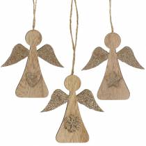 Artículo Percha decorativa madera angelito brillo 10cm 12uds