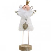 Artículo Figura ángel decoración navideña madera metal blanco dorado H20.5cm