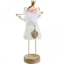 Artículo Figura ángel decoración navideña madera metal blanco dorado H20.5cm