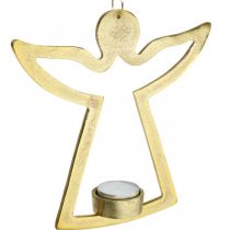 Artículo Ángel decorativo, portavelas para colgar, decoración de metal dorado H20cm