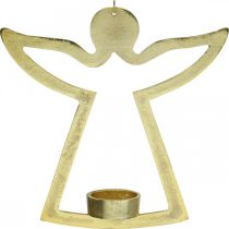 Artículo Ángel decorativo, portavelas para colgar, decoración de metal dorado H20cm