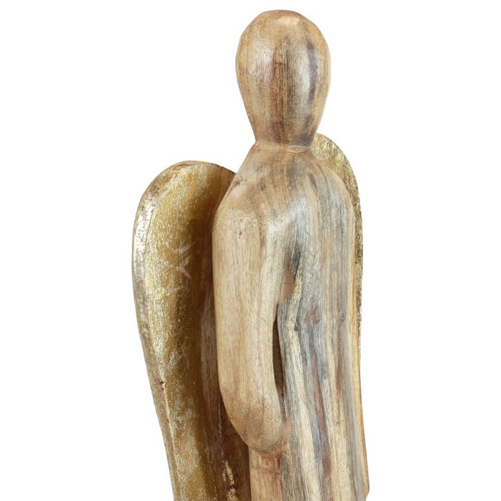 Ángel de madera figura de madera ángel decoración oro natural 17×9,5×58cm