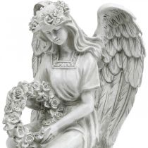 Ángel sepulcral con corona Ángel femenino sentado Al. 32 cm