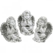 Figura de ángel decoración de tumba pequeña figura de jardín gris H9cm 3pcs