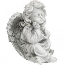 Figura de ángel decoración de tumba pequeña figura de jardín gris H9cm 3pcs