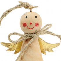 Artículo Ángel para colgar natural, dorado 8cm 4uds