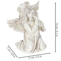 Artículo Figura de ángel rezando, decoración para tumba, sentado, 13 cm, 2 piezas