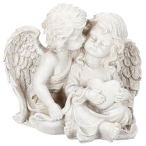 Artículo Figura de ángel infantil con pareja de ángeles y corazón, 24 cm.