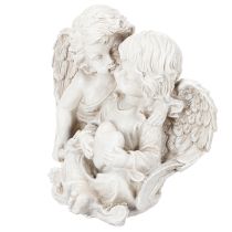 Artículo Figura de ángel infantil con pareja de ángeles y corazón, 24 cm.