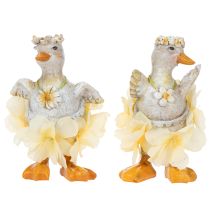 Artículo Figura decorativa de pato con vestido floral, primavera, accesorio de decoración de verano con detalles, 11 cm, 2 piezas