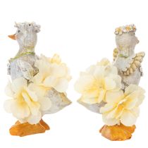 Artículo Figura decorativa de pato con vestido floral, primavera, accesorio de decoración de verano con detalles, 11 cm, 2 piezas