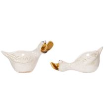 Artículo Figura decorativa de pato de cerámica, ideal para dar un toque especial a la sala de estar, 13 cm, 2 unidades.