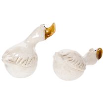 Artículo Figura decorativa de pato de cerámica, ideal para dar un toque especial a la sala de estar, 13 cm, 2 unidades.