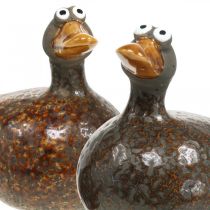 Deco pato figura cerámica decoración primavera 12,5cm marrón 2pcs