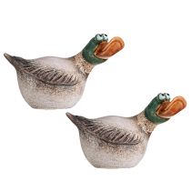 Artículo Patos decorativos de cerámica primavera drake marrón verde L15cm 2 piezas