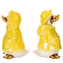 Artículo Figuras de pato con impermeable Figuras de cerámica para divertida decoración de balcones y jardines 11 cm, 4 pzs