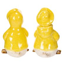 Artículo Figuras de pato con impermeable Figuras de cerámica para divertida decoración de balcones y jardines 11 cm, 4 pzs