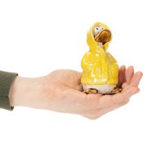 Artículo Figuras de pato con impermeable Figuras de cerámica para divertida decoración de balcones y jardines 11 cm, 4 pzs