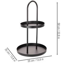 Artículo Bandeja decorativa redonda de metal de dos niveles, 58 cm.