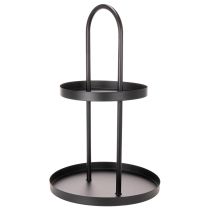 Artículo Bandeja decorativa redonda de metal de dos niveles, 58 cm.