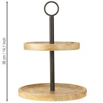 Artículo Estantería redonda de 2 niveles Madera y metal negro A36cm